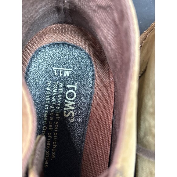 Toms Mens Brown Leather Moc-Toe Ankle Boots Size 11 - Picture 5 of 10